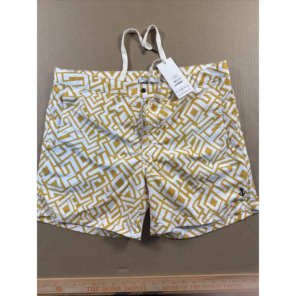 HAMMIES CABANA NWT Mens Sz Large Gold Lined Retro Vintage Swim Shorts Trunks 5"
